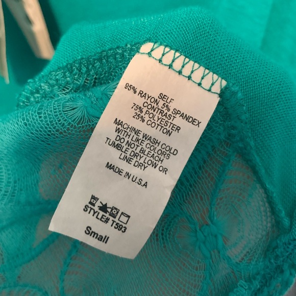 NWT Buttons Francescas Teal Lace Long Sleeve Top S - Picture 9 of 9